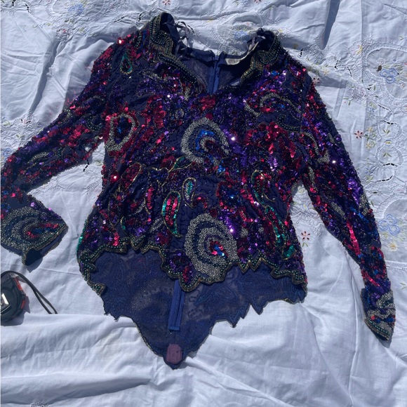 Oleg Cassini Tops - Gorgeous Beaded, Silk Oleg Cassini Top, Blouse, SZ 16